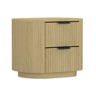 Manhattan Comfort Olivia 26.5" Modern Nightstand 2-Piece Set - Natural Oak/Black-Features a Natural Oak Wood Grain Finish with Ribbed Texture