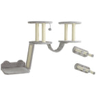 PawHut 3-Piece Cat Wall Shelves with Scratching Post, Perches and Steps - Light Grey-Wall and ceiling-mounted design saves space and enhances play areas 