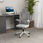 Vinsetto Mesh Office Chair with Adjustable Headrest and Lumbar Support - Grey-The headrest can move up or down, rotate, removable