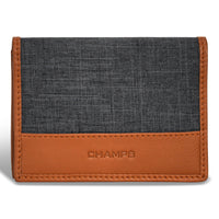 Champs Denim Leather Cardholder - Tan/Black-Leather Card holder in gift box