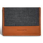 Champs - Porte-cartes en Cuir Denim - Beige/Noir-Étui à cartes en cuir dans une boîte cadeau
