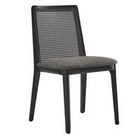 Modway Monarch Wood and Rattan Dining Side Chair - Black/Grey-Beech Wood Frame