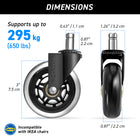 MotionGrey Office Chair Caster Wheels - Rollerblade Style Replacement Wheels - Black - Set of 5-6