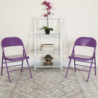 Flash Furniture HERCULES COLORBURST Series Impulsive Purple Triple Braced & Double Hinged Metal Folding Chair-Non-Marring Floor Glides