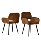 Homy Casa - Chaise  Moderne Rembourrée de Salle à Manger en Daim Marron - Pieds Noirs et Accents Dorés - Paquet de 2-Rembourrage en Daim Luxueux : Tissu en daim marron ajoutant une touche d'élégance et de confort à votre espace de repas.