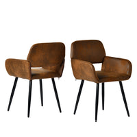 Homy Casa - Chaise  Moderne Rembourrée de Salle à Manger en Daim Marron - Pieds Noirs et Accents Dorés - Paquet de 2-Rembourrage en Daim Luxueux : Tissu en daim marron ajoutant une touche d'élégance et de confort à votre espace de repas.