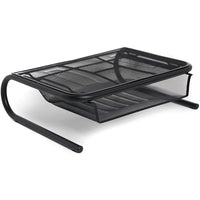 ShoppingAll - Support de bureau pour écran en métal grillagé - Noir-Le support mesure 43cm x 33cm x 12,4cm (16,9 "Lx 13 "W x 4,9 "H).