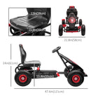 Aosom - pedal go Kart avec siège réglable, roues en caoutchouc et amortissement - rouge-Matériau : PP, Acier 