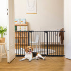 PawHut 29"-58" Wide Pet Gate with Door Dog Barrier Indoor-Adjustable width, suitable for different sizes