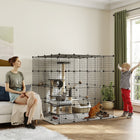 PawHut 55" Indoor 4-Tier Cat Enclosure with Platforms and Ramps-21 sq.ft (1.96m²) activity center provides ample space for play and rest 