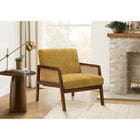 Monarch Specialties - Chaise d'Appoint Moderne Rembourré 30"H Avec des Pieds en Noyer Massif - Tissu Doré-Le rembourrage moelleux en mousse et le dossier légèrement incliné offrent une assise confortable, parfaite pour la lecture, la détente ou les conversations informelles.