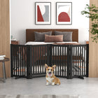 PawHut Free Standing Wooden 4 Panel Pet Gate with Door - Black-Two additional supports for increased stability 