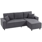 HOMCOM Chaise Sectional Corner Corduroy Sofa - Charcoal Grey-Interchangeable sides adapt to left or right corner spaces