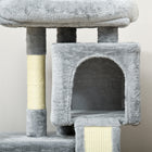 PawHut - arbre à chat en peluche, centre d’activités avec griffoir en sisal, plateforme, condo - gris clair-L’arbre à chat multi-activités est fabriqué en panneau de particules de haute qualité de classe E1, écologique et sans danger pour la santé de vos chats 