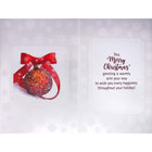 Rosedale Gold General Christmas Greeting Cards/Envelopes - 5-1/2" x 8" - Merry Christmas: Red Ornament and Bow - 6 Pack-Printed on premium uncoated paper