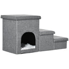 PawHut Dog Stairs with Storage Boxes and Condo for High Beds - Grey-Support their step whether they're growing old, short of stature or injured 