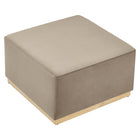 Modway Tilden Large 28" Square Performance Velvet Upholstered Ottoman - Taupe/Natural-Arrives Fully Assembled