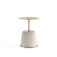 Manhattan Comfort - Table d’appoint moderne Anderson 40 cm en similicuir crème-Table d’appoint moderne pour salon