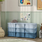Qaba 3 Tier Kids Toy Organizer with 9 Plastic Storage Bins - Blue-Easy to open and close, making it suitable for your sweetie 