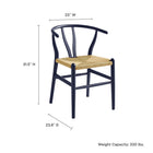 Modway Amish 32" Wood Dining Accent Chair - Midnight Blue-V-Shaped Cutaway Backrest