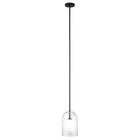 Hudson&Canal Sondre 8" Wide Double Layer Pendant with Glass Shade - Blackened Bronze/White Milk/Clear-Includes four 12-inch rods and one 6-inch rod for height adjustability up to 4.5 feet, full uncovered cord length is 8 feet, compatible with existing dimmer switches, bulbs not included