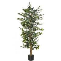 HOMCOM 5' Artificial Ficus Tree for Indoor Decoration - Green-Beautiful artificial Ficus design plant 