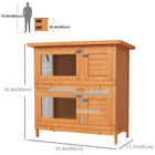 PawHut 2-Tier Wooden Rabbit Hutch with 2 Rooms - Yellow-Excellent ventilation with the multiple doors and windows 