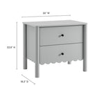 Modway Emmeline Scalloped 2-Drawer Nightstand - Light Grey-Scalloped Edge Detail