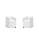 Manhattan Comfort - Lot de 2 fauteuils de salle à manger modernes Anna ronds 23,23 po en similicuir crème-Fauteuil de salle à manger moderne pour salle à manger et usage de travail lot de 2