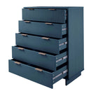 Manhattan Comfort Granville 37.8" Modern Tall Dresser - Midnight Blue-Featuring 25mm of Board Thickness Made of High Quality Solid Wood and Solid Wood Ribbed Drawer Front.