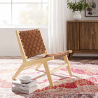 Modway - Saoirse Cuir Fauteuil lounge d’accent en bois - Brun naturel-Siège légèrement incliné