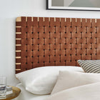 Modway - Sparta Weave Tête de lit complète murale en cuir végétalien - Brun naturel-Tressage de panier en cuir végane