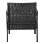 Manhattan Comfort Noli Modern Patio 2-Person Seating Group 3-Piece Set with End Table - Black/Cream-Frame Made of Steel Wrapped in PVC Rattan Perfect for Outdoor Weather