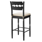Modway - Jax Bois de chêne Tabouret de bar avec dossier ondulé en rasoir et coussin in Rayure noire d’avoine-Civières latéraux solides
