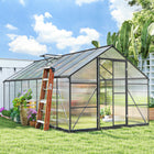 Outsunny Spacious Outdoor Polycarbonate Greenhouse - 8' x 16' x 7' - Polycarbonate panels shield plants from harsh sunlight
 