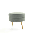 Manhattan Comfort Bailey 18.11" Mid-Century Modern Polyester Blend Upholstered Ottoman - Sage Green with Gold Legs-18.11" L x 22" W x 17.32" H