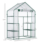 Outsunny 3-Tier Mini Greenhouse with 4 Shelves - Roll-Up Door & Weatherized Cover - Clear- Roll-up door with zipper access for entry
 