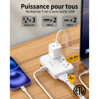 Huntkey - Multiprise avec cordon détachable, 3 prises et 4 ports USB - blanc, paquet de 2-Le cordon d'alimentation peut être complètement retiré de l'unité, permettant un rangement sans enchevêtrement et une économie d'espace significative dans votre bagage de cabine ou sac à dos.