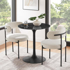 Modway Lippa 28" Round Faux Marble Dining Table - Black-Chip-Resistant Metal Pedestal Base