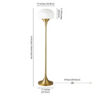 Hudson&Canal Aleister Torchiere Floor Lamp with Glass Shade - Brass/White Milk-Features easy assembly