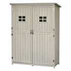 Outsunny - 4'x1.5' Armoire à outils en bois pour abri de jardin fenêtres-Beaucoup d'espace de rangement - trois étagères à gauche, un grand espace à droite 
