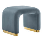 Modway - Koda Performance Velvet Tabouret en cascade - Bleu Cadet en Laiton-Revêtement en velours de performance