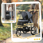 PawHut Foldable Carrier and  Pet Stroller with 3 Large Wheels - Black-Easy to fold, thanks to the foldable stroller's button-collapse design, Including storage space 