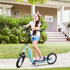 Aosom Youth Kick Scooter with 12'' Inflatable Rubber Wheel - Blue-Height adjusts from 33.5" 