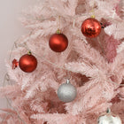 HOMCOM 6' Artificial Christmas Tree with Realistic Tips - Pink-Material: PVC, Metal 