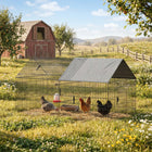 PawHut Large Metal Chicken Run with Water-Resistant Cover-Features four doors, offering access for easy daily care
