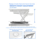 Rocelco 46" Deluxe Adjustable Height Desk Riser and Floor Stand Bundle - White/Black-EXTRA LARGE WORK SURFACE: 45.75" wide by 23.25" deep desktop holds up to 3 medium sized monitors or two large monitors and the 25.75" wide by 11.25" deep retractable keyboard tray will hold a laptop if needed