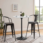 Modway Lippa 28" Square Wood Bar Table - Black White-Chip-Resistant Metal Pedestal Base
