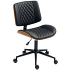 HOMCOM 360-Degree Swivel Office Desk Chair with Wheels and No Arms - Black-Elegantly curved seat and back with diamond tufting design for a stylish look