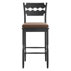 Modway Jax Oak Wood Bar Stool With Wavy Razor Back and Cushion - Black Cocoa-Fully Assembled